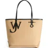 Jw Anderson Beige Canvas Small Anchor Bucket Bag Beigeblack Borse A Mano In Neutral