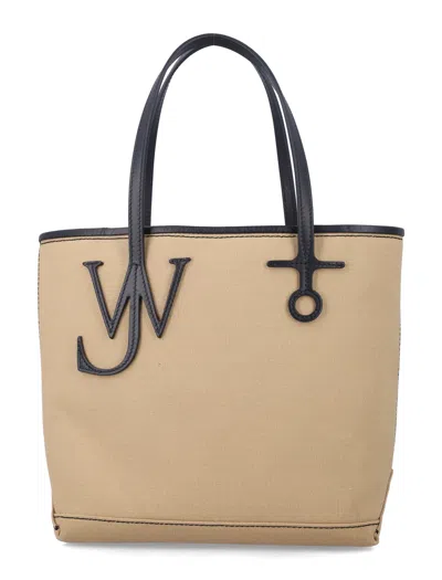 Jw Anderson Small Beige Anchor Tote Bag In Brown