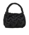 Jw Anderson W Anderson Womens Cable-knit Small Raffia Top-handle Bag Navy In Black
