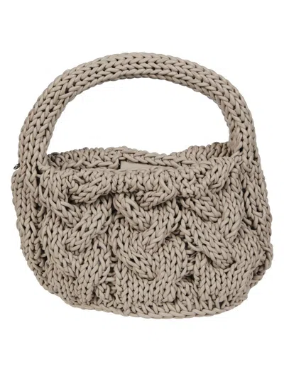 Jw Anderson Small Cable Knit Bag In Gray