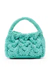 Jw Anderson Small Cable Knit Bag - Leather Drawcord Top Handle Bag In Green