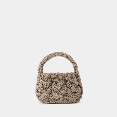 Jw Anderson Small Cable Knit Crossbody In Brown