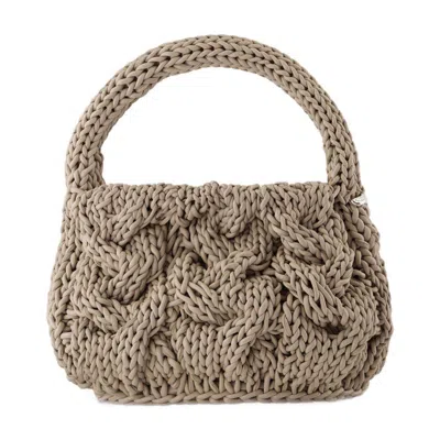 Jw Anderson Small Cable Knit Crossbody In Grey