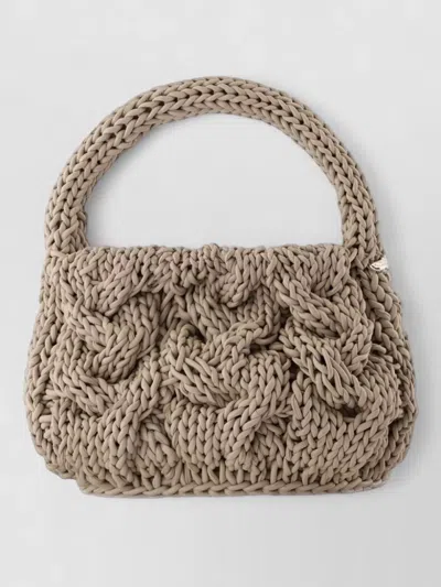 Jw Anderson Small Cable Knit Leather Crossbody Bag In Brown