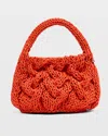 Jw Anderson Small Cable Knit Leather Top-handle Bag In Orange