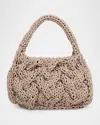 Jw Anderson Small Cable Knit Leather Top-handle Bag In Taupe