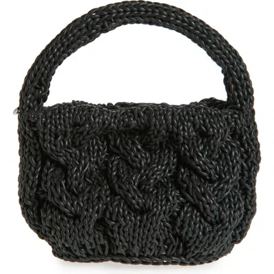 Jw Anderson Small Cable Knit Top Handle Bag In 999 Black