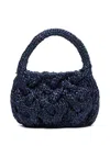 Jw Anderson W Anderson Womens Cable-knit Small Raffia Top-handle Bag Navy In Blue