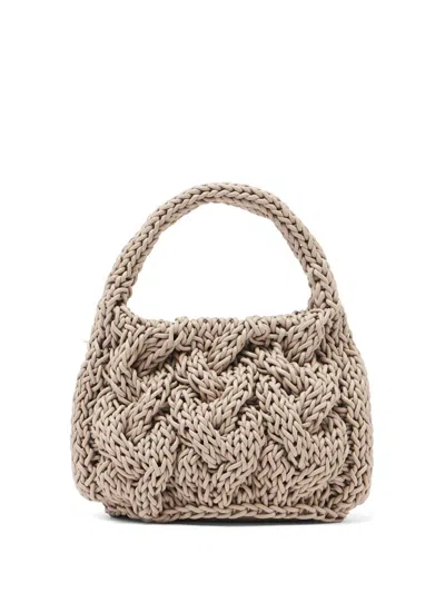 Jw Anderson Small Cable-knit Tote Bag In Neutrals