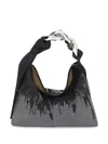 Jw Anderson Small Chain Hobo Hotfix Shoulder Bag In Black