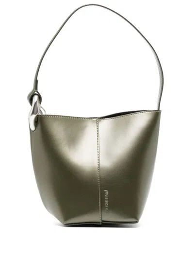 Jw Anderson Small Corner Bucket Bag In Green