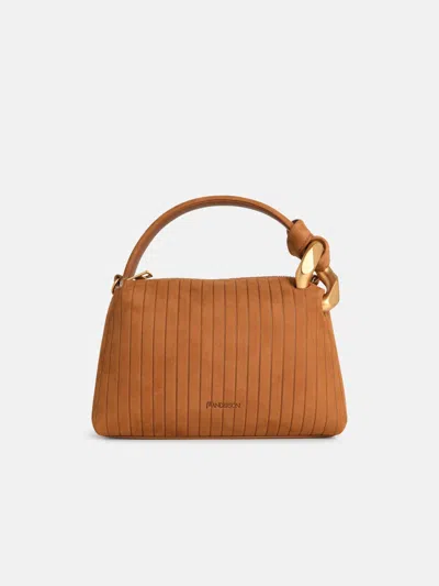 Jw Anderson Small 'corner' Caramel Suede Bag In Brown