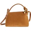 Jw Anderson Small Corner Stripe Nubuck Leather Top Handle Bag In Brown