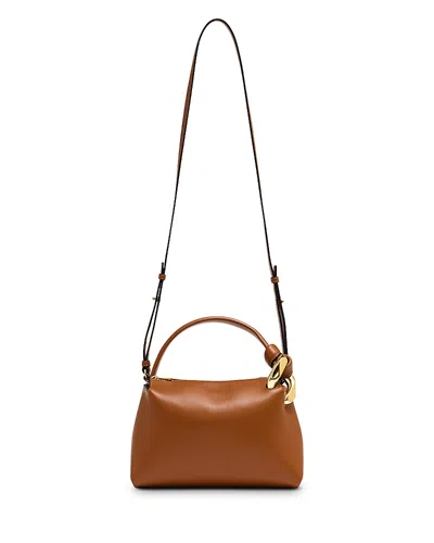 Jw Anderson Small Corner Textured Leather Shoulder Bag In Tan