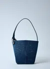Jw Anderson Small Jwa Denim Corner Bucket Bag In Blue