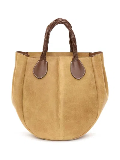 Jw Anderson Small Punch Suede Shoulder Bag In Beige