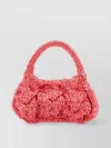 Jw Anderson Fuchsia Raffia Small Cable Handbag