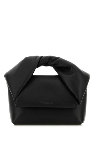 Jw Anderson Small Twister Leather Tote Bag In Black