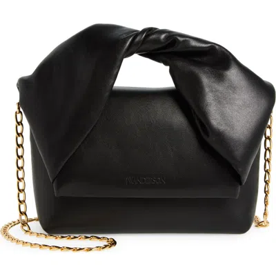 Jw Anderson Small Twister Leather Top Handle Bag In Black