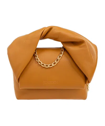 Jw Anderson Small Twister Leather Tote Bag In Orange