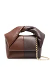 Jw Anderson Small Twister Two-tone Leather Top Handle Bag In Brown
