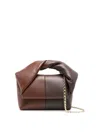 Jw Anderson Small Twister Two-tone Leather Top Handle Bag In Brown