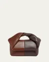 Jw Anderson Small Twister Two-tone Leather Top Handle Bag In Dark Brown