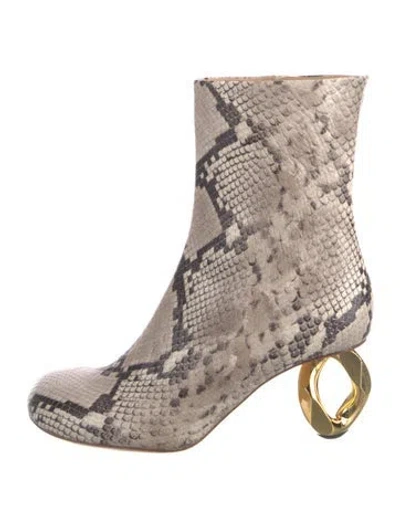 Pre-owned Jw Anderson Snakeskin Animal Print Boots In Neutral