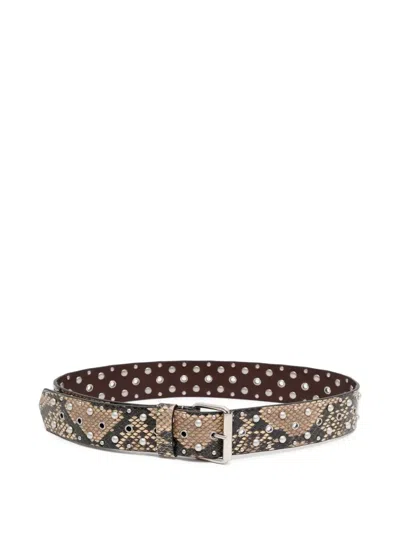 Jw Anderson Snakeskin-print Embellished Belt In Nude