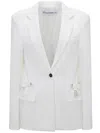 JW ANDERSON SOPHISTICATED OPTICAL WHITE STRETCH BLAZER WITH NOTCHED LAPELS FOR WOMEN