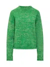 Jw Anderson Green Space Dye Crewneck Sweater In Green