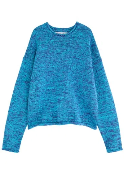 Jw Anderson Space-dyed Cotton-blend Jumper In Blue
