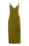 Jw Anderson Pleated Crepe De Chine Midi Dress In Green