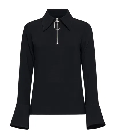 Jw Anderson Spread-collar Crepe Sweatshirt In Black