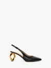 Jw Anderson Square Toe Chain Heel Slingback Pumps In Black