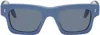 Jw Anderson Ssense Exclusive Blue Rectangle Sunglasses In Blue Acetate