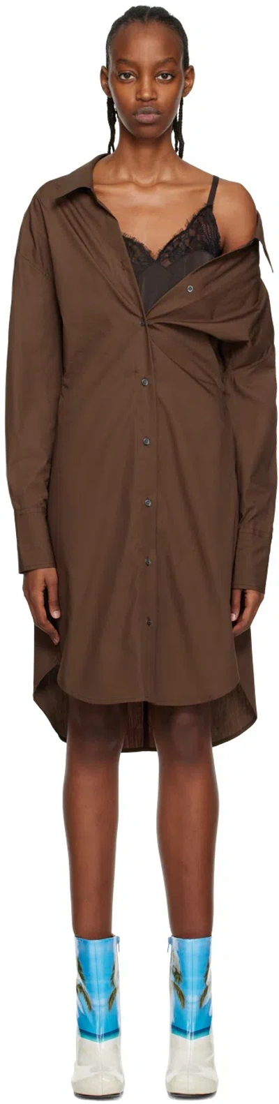 Jw Anderson Ssense Work Capsule – Brown Midi Dress In 660 Chocolate Brown