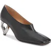 Jw Anderson Stitch Chain Heel Square Toe Pump In Black