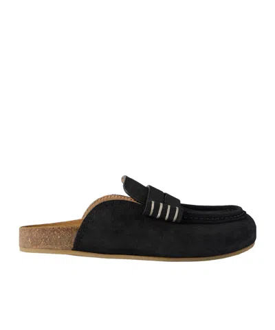 Jw Anderson Stitch Loafer Mules In Black