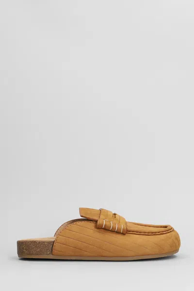 Jw Anderson Stitch Loafer W Slipper-mule In Brown Suede