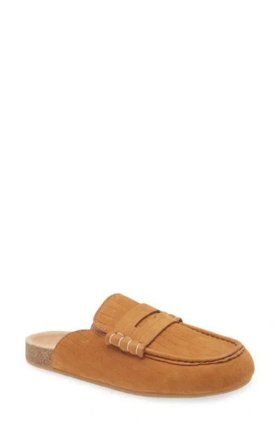 Jw Anderson Stitch Penny Loafer Mule In Brown