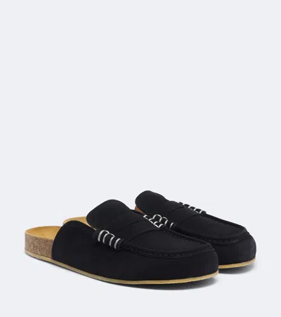 Jw Anderson Stitch Suede Mules In Blue