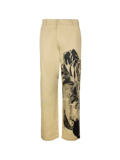 Jw Anderson Chino Trousers - Pol Anglada Artwork In Neutrals