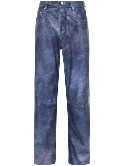 Jw Anderson Straight-leg Leather Trousers In Blue