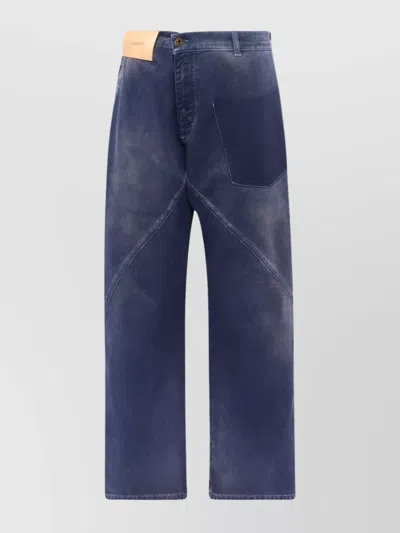 Jw Anderson Straight Trousers With Front Patch Pocket In Blue