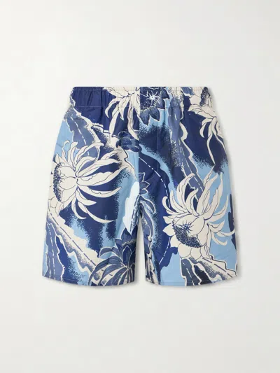 Jw Anderson Straight-leg Mid-length Printed Swim Shorts In Blue