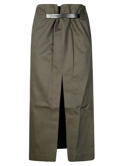 Jw Anderson Strap Detail Slit Skirt In Brown