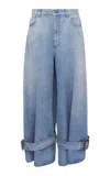 Jw Anderson Strap-detailed Rigid High-rise Wide-leg Jeans In Medium Wash
