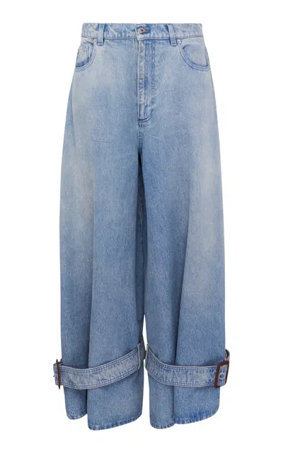 Jw Anderson Strap-detailed Rigid High-rise Wide-leg Jeans In Blue