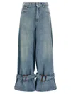 Jw Anderson Wide Jeans With Adjustable Ankle Height Belts In Blue